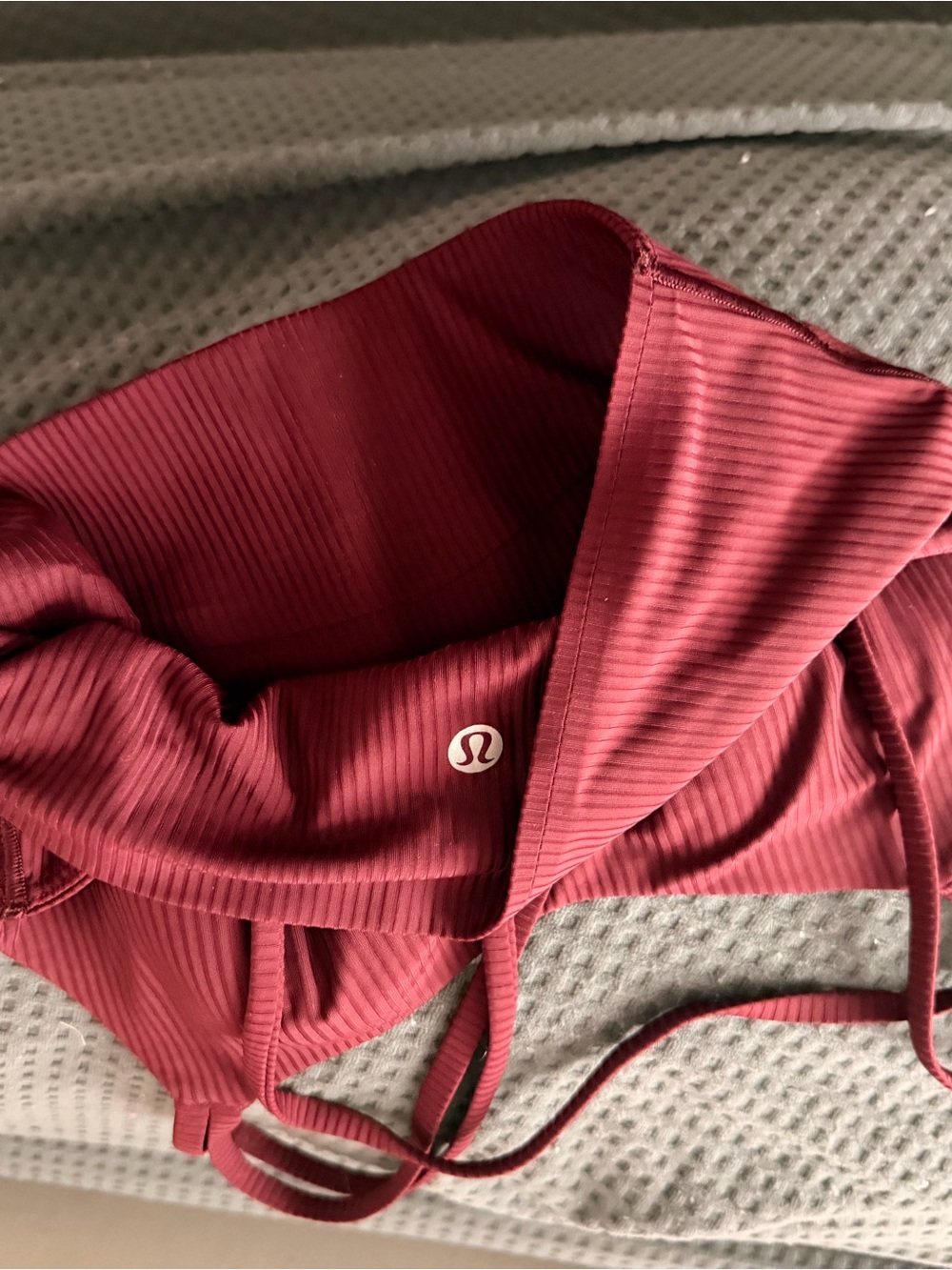 lululemon athletica Ribbed Burgundy Sports Bra with Drawstring Straps